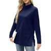 WIHOLL Womens Long Sleeve Tops Turtleneck Sweatshirt Fall Fashion 2024 Air Essentials Tunic Tops(Navy Blue)