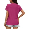 WIHOLL Womens Tops Short Sleeve Basic Summer V Neck T Shirts Dressy Casual Loose Fit Eyelet Tees Cute Flowy Fashion Outfits(Hot Pink)