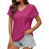 WIHOLL Womens Tops Short Sleeve Basic Summer V Neck T Shirts Dressy Casual Loose Fit Eyelet Tees Cute Flowy Fashion Outfits(Hot Pink)