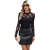 Womens Sexy Mesh Long Sleeve Shirts Fashion Clothing Turtle Necks Sheer Ruched Going Out Tops Fall Outfits Slim Fit Blouses(P-black-2)