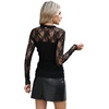 Womens Sexy Mesh Long Sleeve Shirts Fashion Clothing Turtle Necks Sheer Ruched Going Out Tops Fall Outfits Slim Fit Blouses(P-black-2)