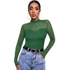 Womens Sexy Mesh Long Sleeve Shirts Fashion Clothing Turtle Necks Sheer Ruched Going Out Tops Fall Outfits Slim Fit Blouses(P-green)