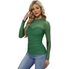 Womens Sexy Mesh Long Sleeve Shirts Fashion Clothing Turtle Necks Sheer Ruched Going Out Tops Fall Outfits Slim Fit Blouses(P-green)
