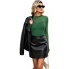 Womens Sexy Mesh Long Sleeve Shirts Fashion Clothing Turtle Necks Sheer Ruched Going Out Tops Fall Outfits Slim Fit Blouses(P-green)