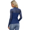 Womens Sexy Mesh Long Sleeve Shirts Fashion Clothing Turtle Necks Sheer Ruched Going Out Tops Fall Outfits Slim Fit Blouses(P-navy Blue)