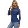 Womens Sexy Mesh Long Sleeve Shirts Fashion Clothing Turtle Necks Sheer Ruched Going Out Tops Fall Outfits Slim Fit Blouses(P-navy Blue)