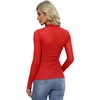 Womens Sexy Mesh Long Sleeve Shirts Fashion Clothing Turtle Necks Sheer Ruched Going Out Tops Fall Outfits Slim Fit Blouses(P-red)