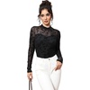 Womens Sexy Mesh Long Sleeve Shirts Fashion Clothing Turtle Necks Sheer Ruched Going Out Tops Fall Outfits Slim Fit Blouses(Print-1)