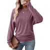 WIHOLL Womens Long Sleeve Shirts Ruched Hem Fall Tops Lightweight Sweaters(Burgundy)
