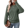 WIHOLL Womens Long Sleeve Shirts Ruched Hem Fall Tops Lightweight Sweaters(Green)