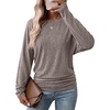 WIHOLL Womens Long Sleeve Shirts Ruched Hem Fall Tops Lightweight Sweaters(Light Coffee)