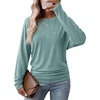 WIHOLL Womens Long Sleeve Shirts Ruched Hem Fall Tops Lightweight Sweaters(Sage Green)