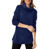 WIHOLL Womens Long Sleeve Tops Turtleneck Sweatshirt Fall Fashion 2024 Air Essentials Tunic Tops(Navy Blue)