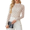 Womens Sexy Mesh Long Sleeve Shirts Fashion Clothing Turtle Necks Sheer Ruched Going Out Tops Fall Outfits Slim Fit Blouses(P-pink)