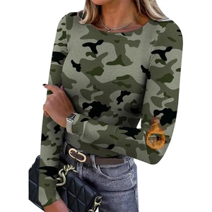 WIHOLL Long Sleeve Thermal Shirt for Women Light Fleece Tops Fall 2026 Crew Neck Casual Basic T-Shirts(Print 01)