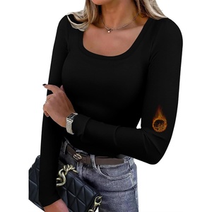 WIHOLL Long Sleeve Thermal Shirts for Women Fall Tops(A-black)