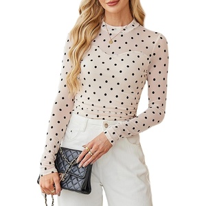 Womens Sexy Mesh Long Sleeve Shirts Fashion Clothing Turtle Necks Sheer Ruched Going Out Tops Fall Outfits Slim Fit Blouses(P-pink)