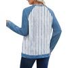 WIHOLL Womens Long Sleeve Tops Fall Outfits Tshirts Shirts Blue Stripes 2XL