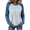 WIHOLL Womens Long Sleeve Tops Fall Outfits Tshirts Shirts Blue Stripes 2XL