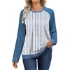 WIHOLL Womens Long Sleeve Tops Fall Outfits Tshirts Shirts Blue Stripes 2XL