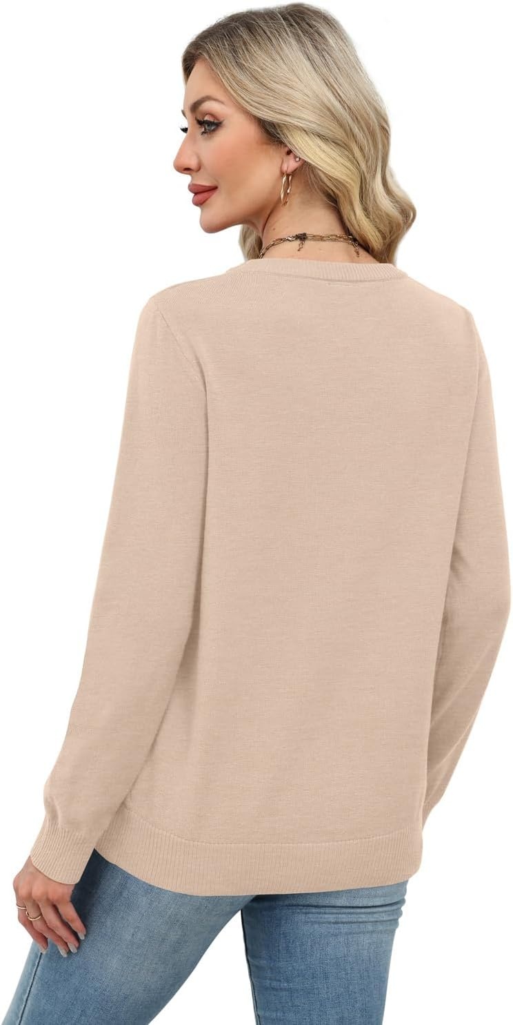 image:imageWIHOLL Sweaters for Women Lightweight Fall Tops Pullover Long Sleeve ShirtsApricot