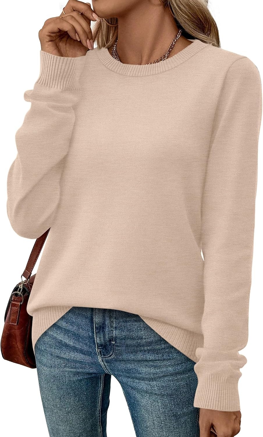 image:imageWIHOLL Sweaters for Women Lightweight Fall Tops Pullover Long Sleeve ShirtsApricot