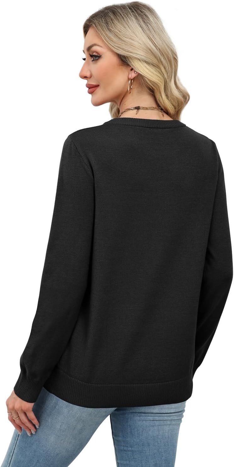 image:imageWIHOLL Sweaters for Women Lightweight Fall Tops Pullover Long Sleeve ShirtsBlack