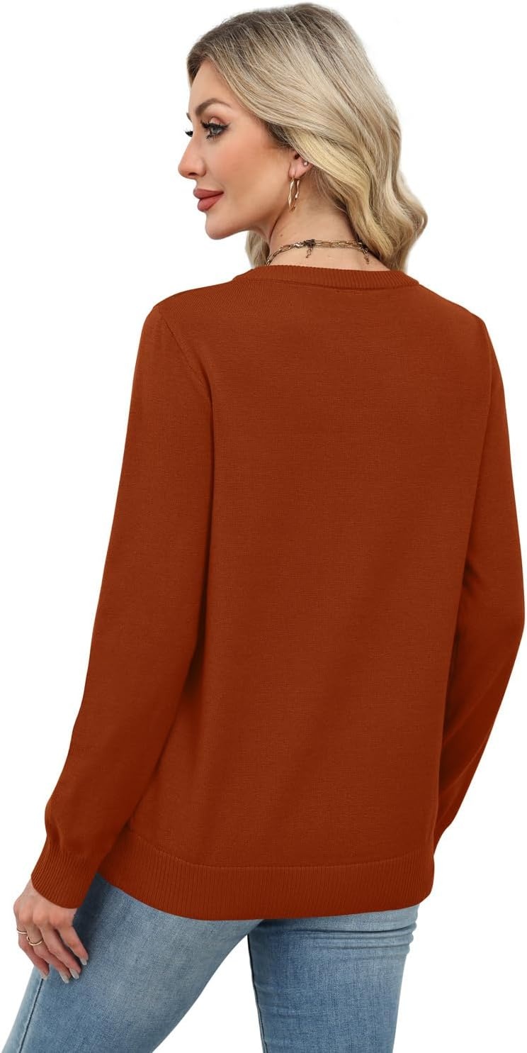 image:imageWIHOLL Sweaters for Women Lightweight Fall Tops Pullover Long Sleeve ShirtsCaramel