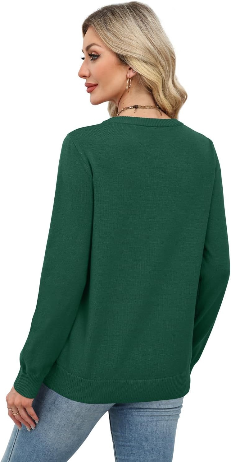 image:imageWIHOLL Sweaters for Women Lightweight Fall Tops Pullover Long Sleeve ShirtsDark Green