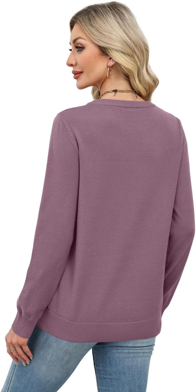 image:imageWIHOLL Sweaters for Women Lightweight Fall Tops Pullover Long Sleeve ShirtsGrey Purple