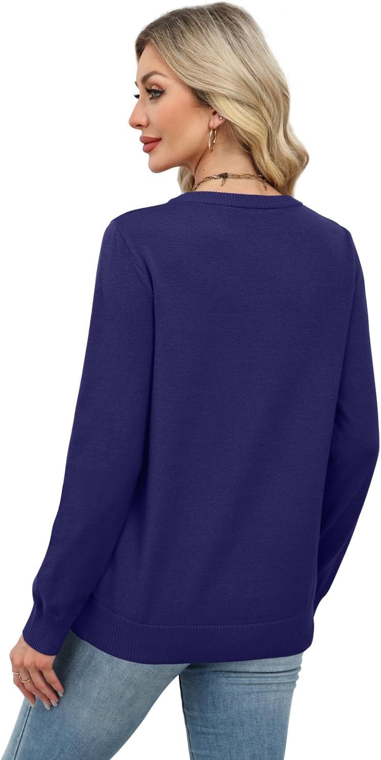 image:imageWIHOLL Sweaters for Women Lightweight Fall Tops Pullover Long Sleeve ShirtsNavy Blue
