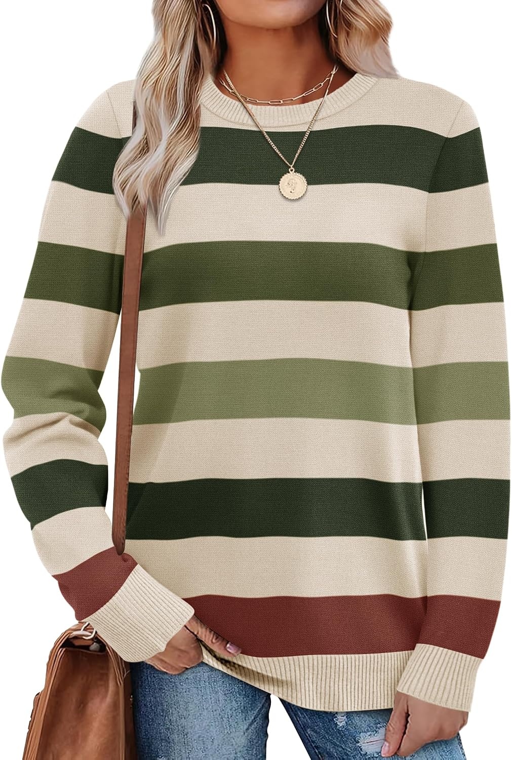 image:imageWIHOLL Sweaters for Women Lightweight Fall Tops Pullover Long Sleeve ShirtsSforest Heritage