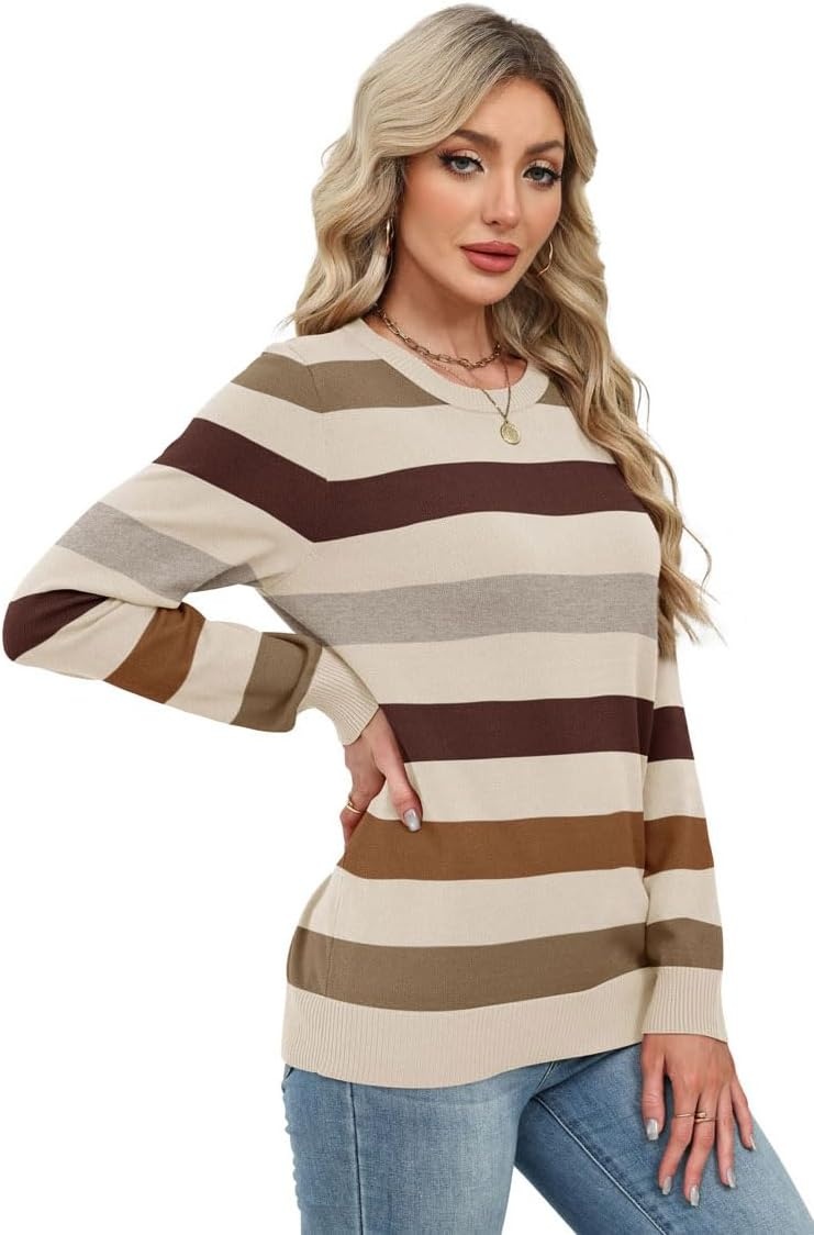 image:imageWIHOLL Sweaters for Women Lightweight Fall Tops Pullover Long Sleeve ShirtsSmocha Mousse