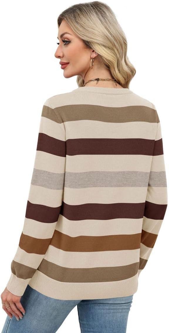 image:imageWIHOLL Sweaters for Women Lightweight Fall Tops Pullover Long Sleeve ShirtsSmocha Mousse