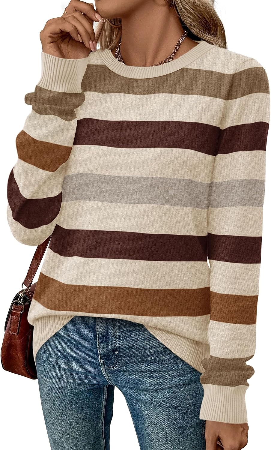 image:imageWIHOLL Sweaters for Women Lightweight Fall Tops Pullover Long Sleeve ShirtsSmocha Mousse