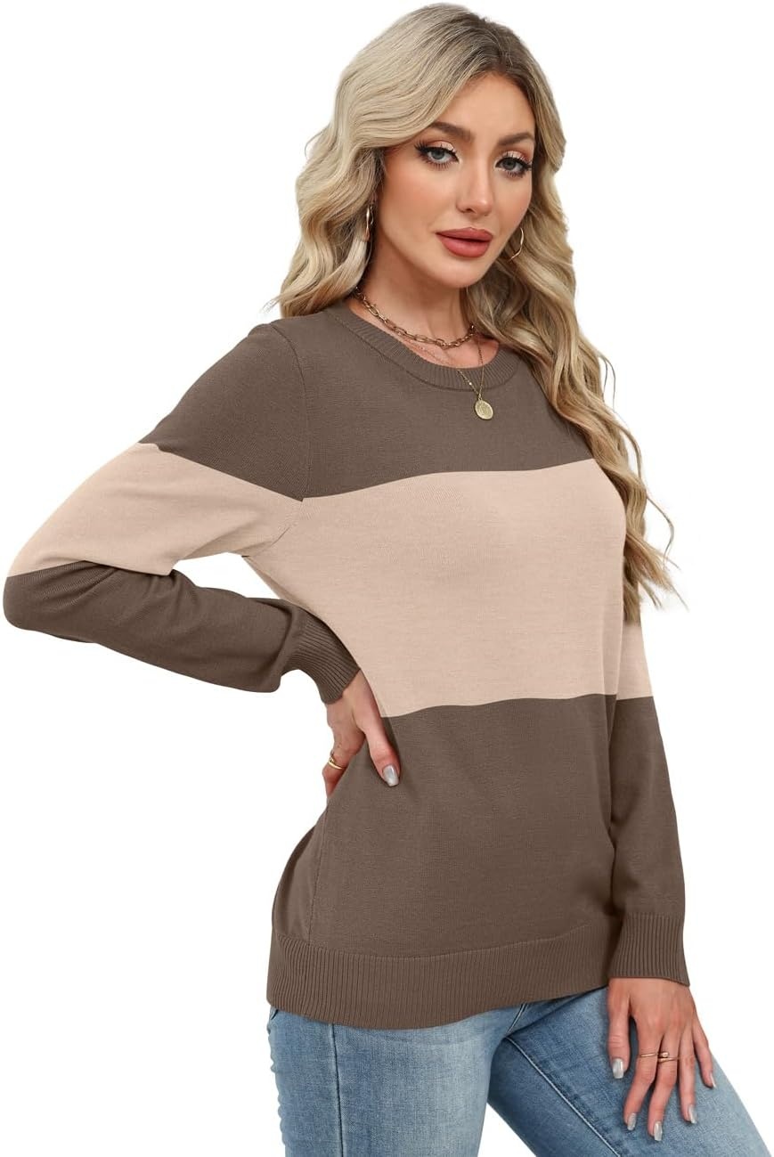image:imageWIHOLL Sweaters for Women Lightweight Fall Tops Pullover Long Sleeve ShirtsTchocolate Brownapricot