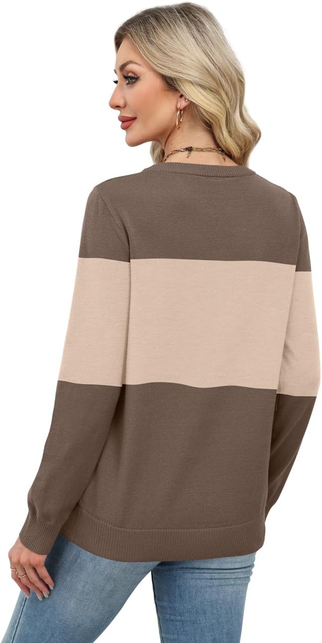 image:imageWIHOLL Sweaters for Women Lightweight Fall Tops Pullover Long Sleeve ShirtsTchocolate Brownapricot