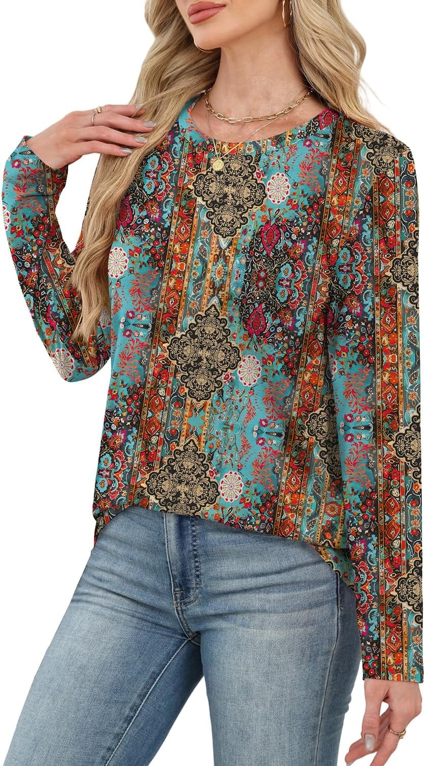image:imageWIHOLL Womens Striped Long Sleeve Shirts Fall Outfits 2026 Color Block Tops Fashion Clothing Ribbed Crewneck Tee BlousesDboho
