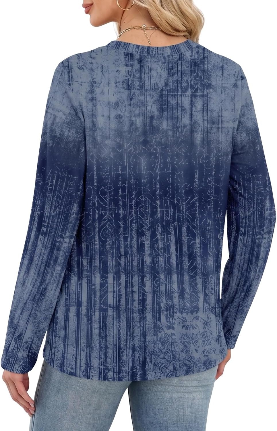 image:imageWIHOLL Womens Striped Long Sleeve Shirts Fall Outfits 2026 Color Block Tops Fashion Clothing Ribbed Crewneck Tee BlousesHboho Navy