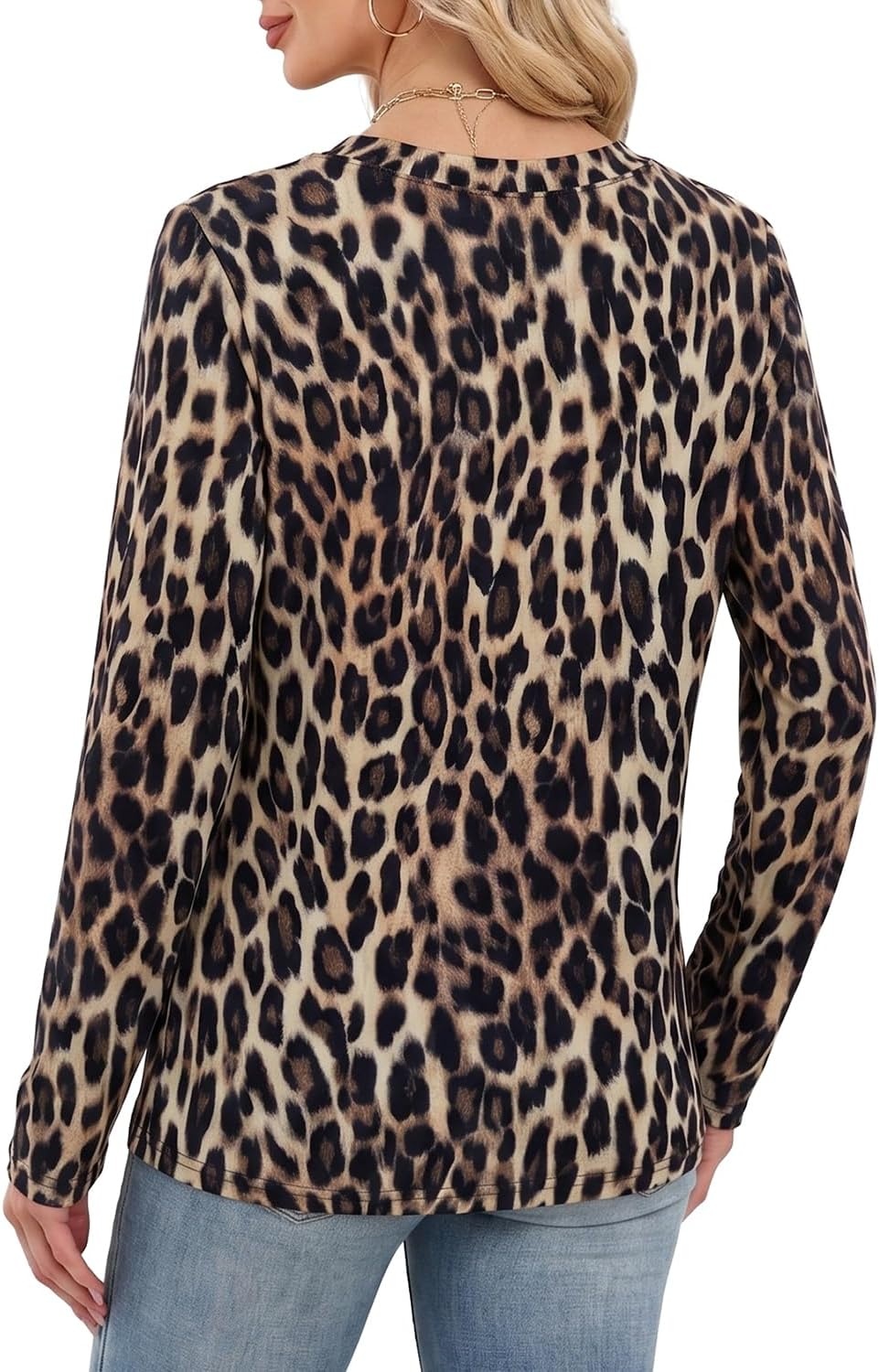 image:imageWIHOLL Womens Striped Long Sleeve Shirts Fall Outfits 2026 Color Block Tops Fashion Clothing Ribbed Crewneck Tee BlousesHleopard