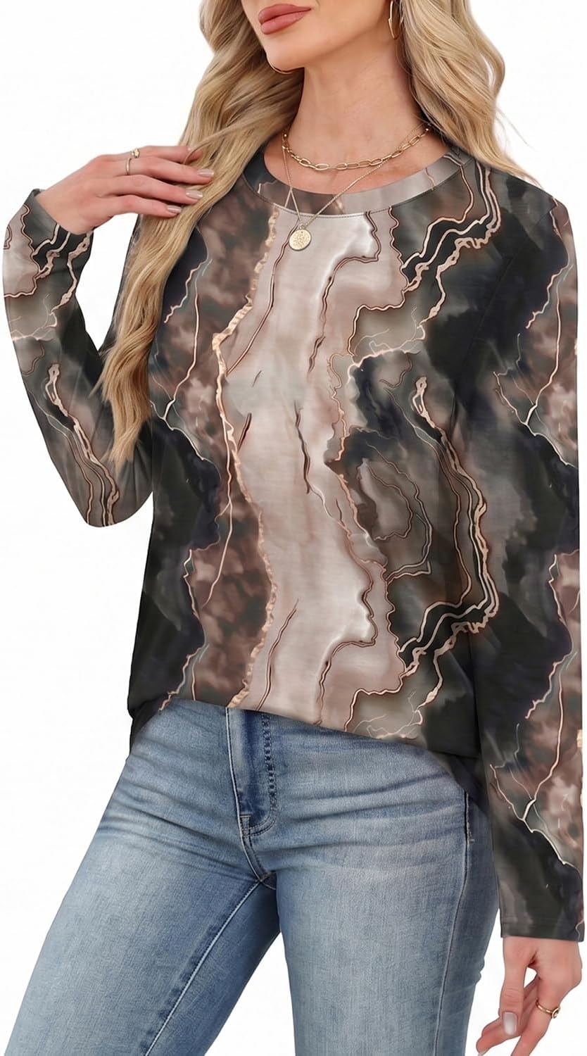 image:imageWIHOLL Womens Striped Long Sleeve Shirts Fall Outfits 2026 Color Block Tops Fashion Clothing Ribbed Crewneck Tee BlousesHmulticolor