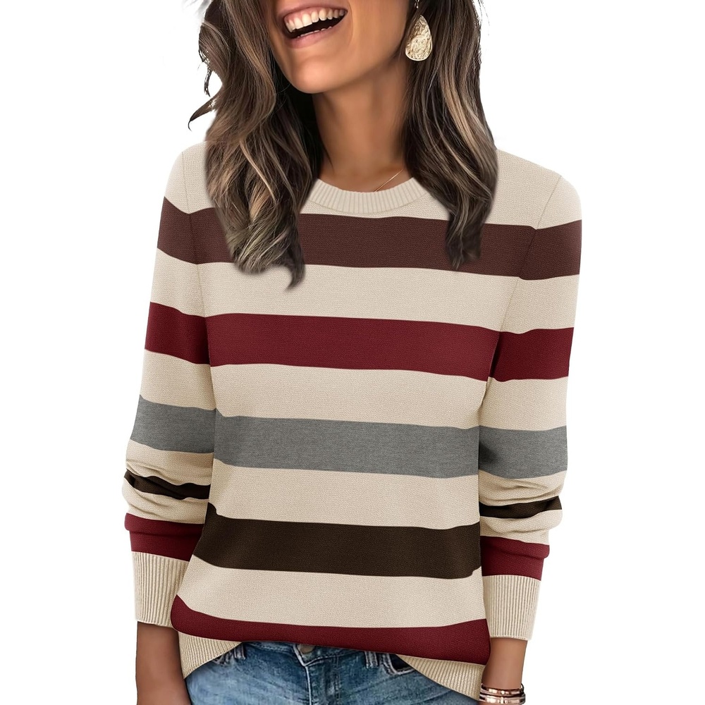 image:imageWIHOLL Sweaters for Women Lightweight Fall Tops Pullover Long Sleeve ShirtsSchocolate Cherry