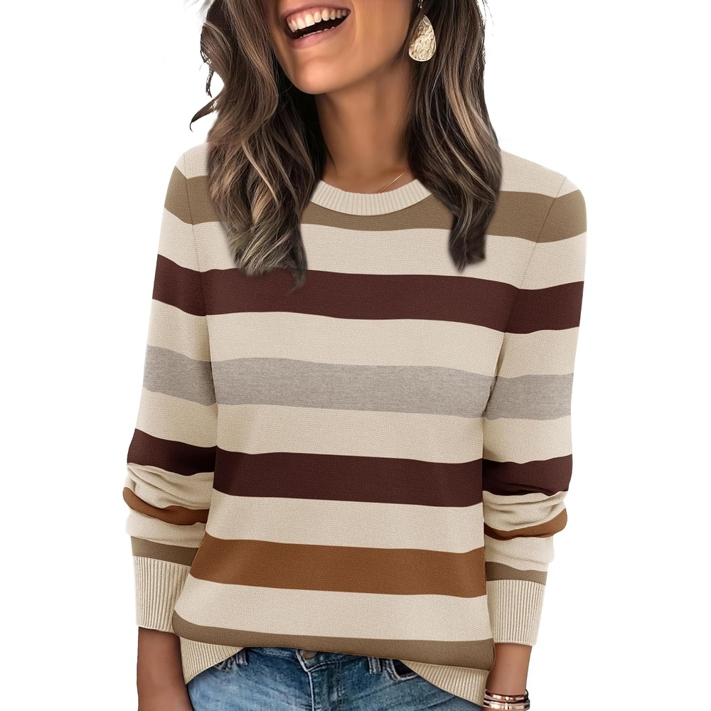 image:imageWIHOLL Sweaters for Women Lightweight Fall Tops Pullover Long Sleeve ShirtsSmocha Mousse