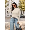 WIHOLL Long Sleeve Shirt for Women Puff Sleeve Knit Tops Casual 2026(Beige)