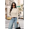 WIHOLL Long Sleeve Shirt for Women Puff Sleeve Knit Tops Casual 2026(Beige)