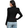 WIHOLL Long Sleeve Shirt for Women Puff Sleeve Knit Tops Casual 2026(Black)