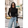WIHOLL Long Sleeve Shirt for Women Puff Sleeve Knit Tops Casual 2026(Black)