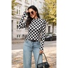 WIHOLL Long Sleeve Shirt for Women Puff Sleeve Knit Tops Casual 2026(Black and White Check)
