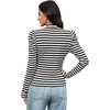 WIHOLL Long Sleeve Shirt for Women Puff Sleeve Knit Tops Casual 2026(Black and White Stripes)