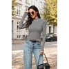 WIHOLL Long Sleeve Shirt for Women Puff Sleeve Knit Tops Casual 2026(Black and White Stripes)